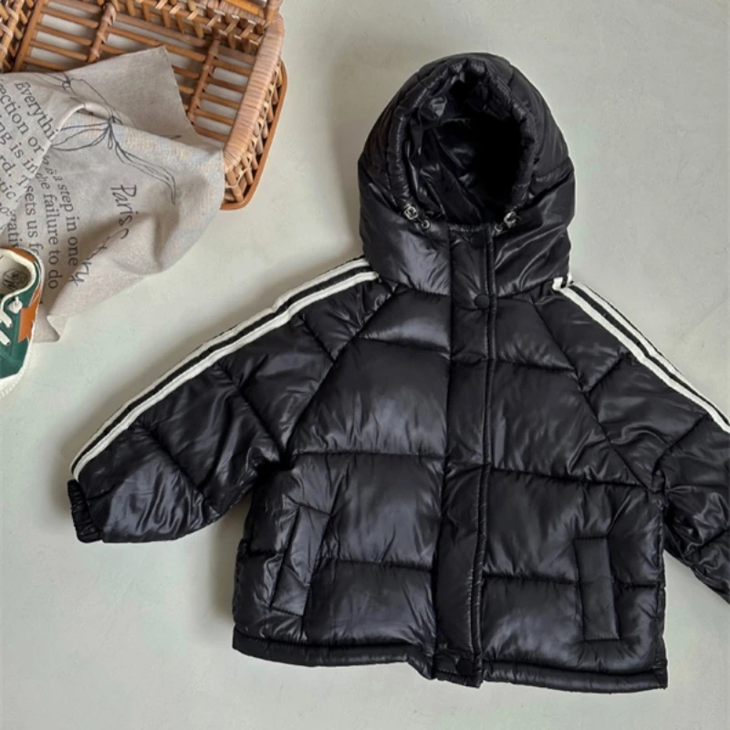 Girls Down Coat Jacket Cotton Windbreak 2023 Stripe Warm Plus Thicken Velvet Winter Children\'s Clothing -10 Degrees Below Zero