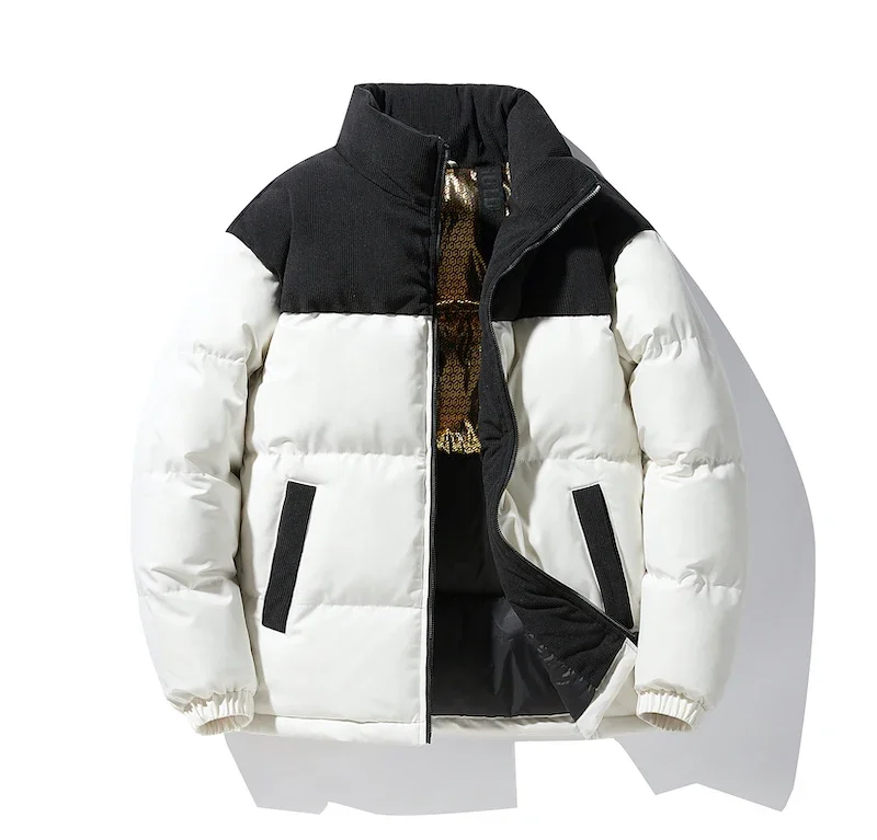 Parkas Men Winter Warm Bubble Coat Stand Collar Cotton Padded Quilted Jacket Harajuku Fashion Oversize Streetwear