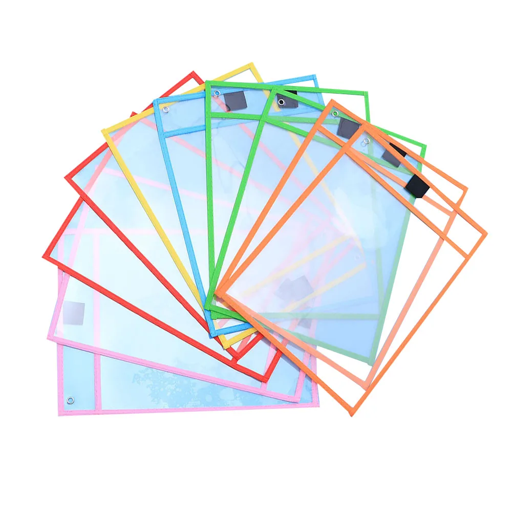 

8 Pcs Clear Pocket Sleeves Erasable File Bag Holder Pouch Office Supplies Child Protector