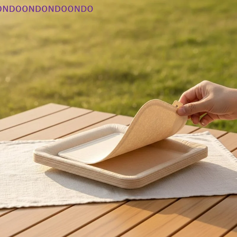 20Pcs/Bag Food Grade Disposable Paper Plates Waterproof Oil Proof Heat No Wash