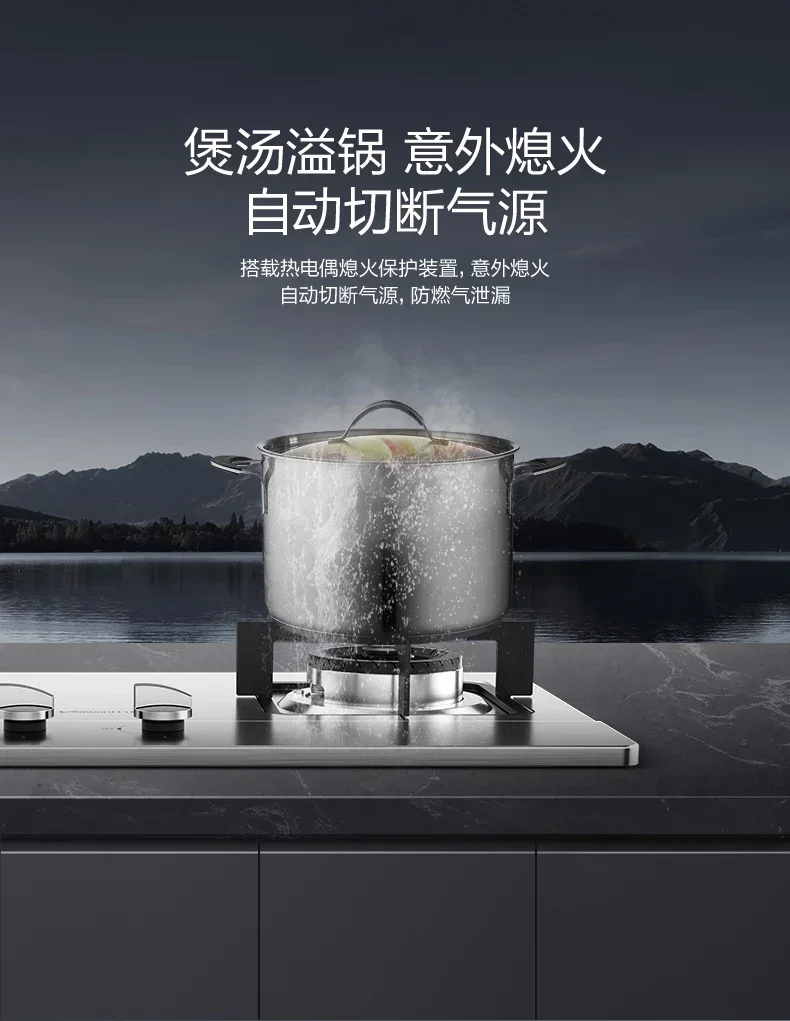 Stainless Steel Double - Burner Household Embedded Gas Cooker Compatible with Natural Gas and Liquefied Gas, Ideal