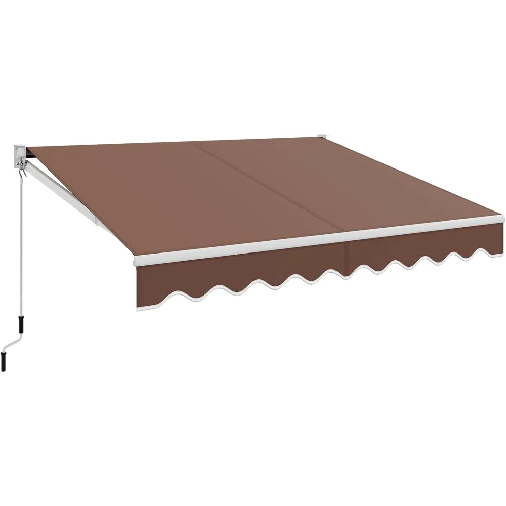 

8 x 6.6 Ft Retractable Awning, Aluminum Patio Sun Shade w/Crank Handle and Water-Resistant Polyester, Outdoor Manual Retractabl