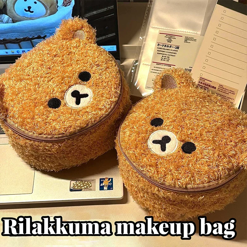 

Rilakkuma плюшевый косметичка аниме непринужденный медведь косметичка женская сумка для хранения ювелирных изделий органайзер для девочек сумки подарок