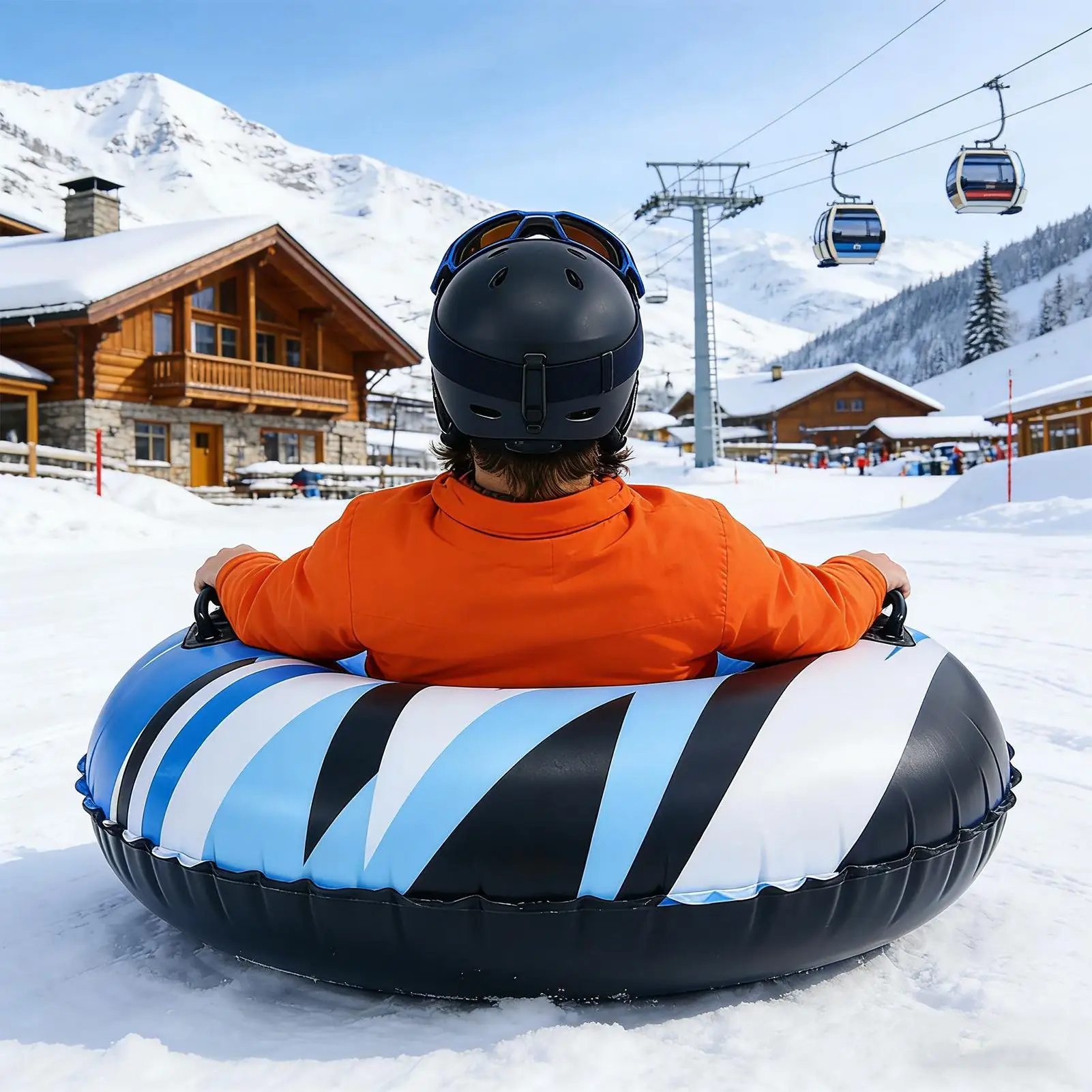 

Надувная тюбинг-ватрушка из сверхпрочного ПВХ, особо толстая, прочная и безопасная для зимних развлечений, для детей, взрослых и всей семьи на открытом воздухе