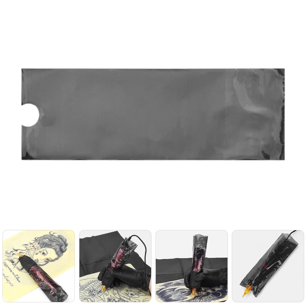 

200pcs Tattoo Pen Covers Clear Disposable Plastic Wraps Sleeve Covers For Tattoo Artists Supplies Equipment Black 6.5Cm Wide