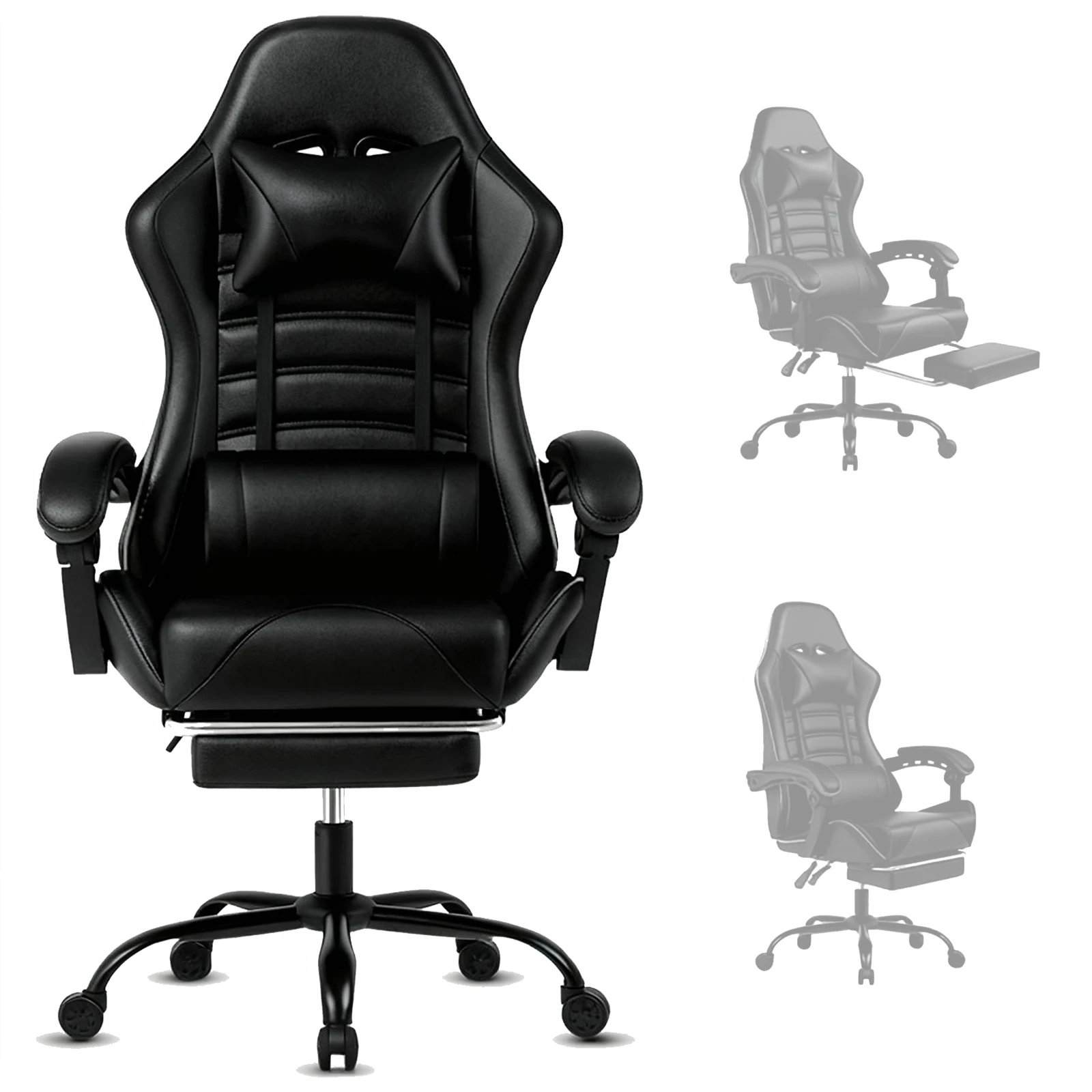 Chaise de jeu ergonomique avec repose-pieds, chaise de jeu vidéo de Style course pour adultes, chaise de bureau inclinable pour Gamer