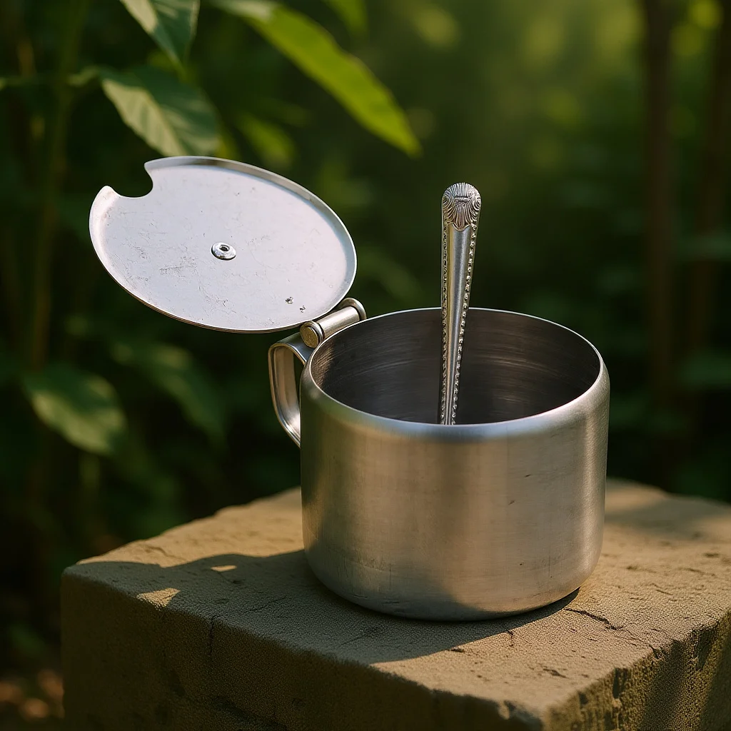 

Stainless Steel Seasoning Pot Cover Spoon Kitchen Condiment Container Home Restaurant Use Multifunctional Design