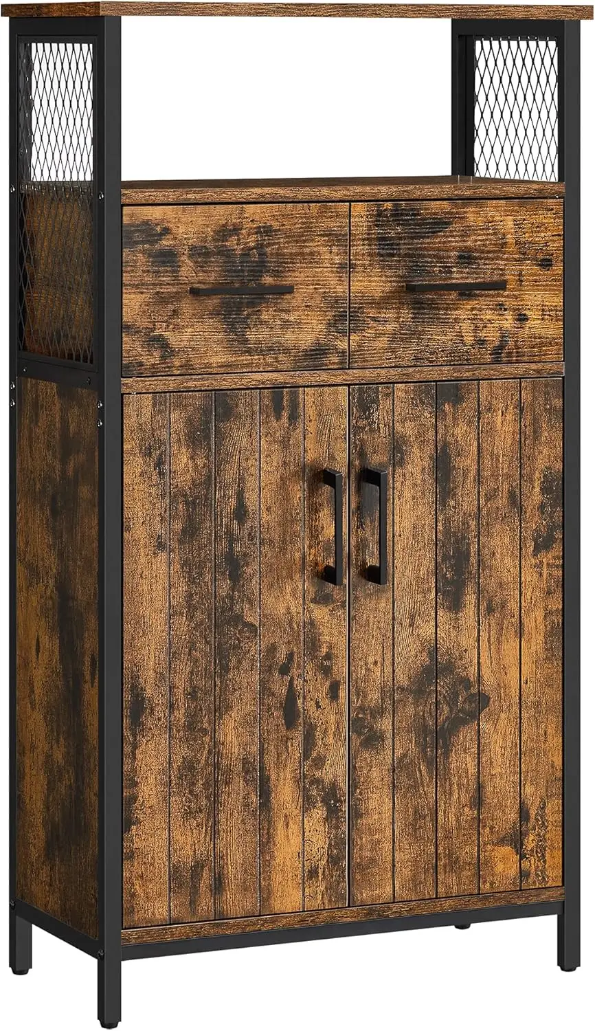 VASAGLE Highboard Kücheschrank (Aufbewahrungsschrank, verstellbare Ablage, Stahlgestell), Höhe 108 cm, für Küche, Industriestil