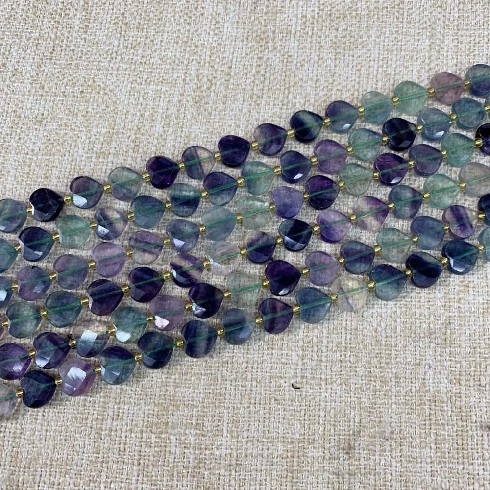 

Natural Stone Heart Shape Faceted Colored Fluorite 11x12mm Rose Quartz Loose Bead Jewelry Making DIY Earrings Necklace Bracelet