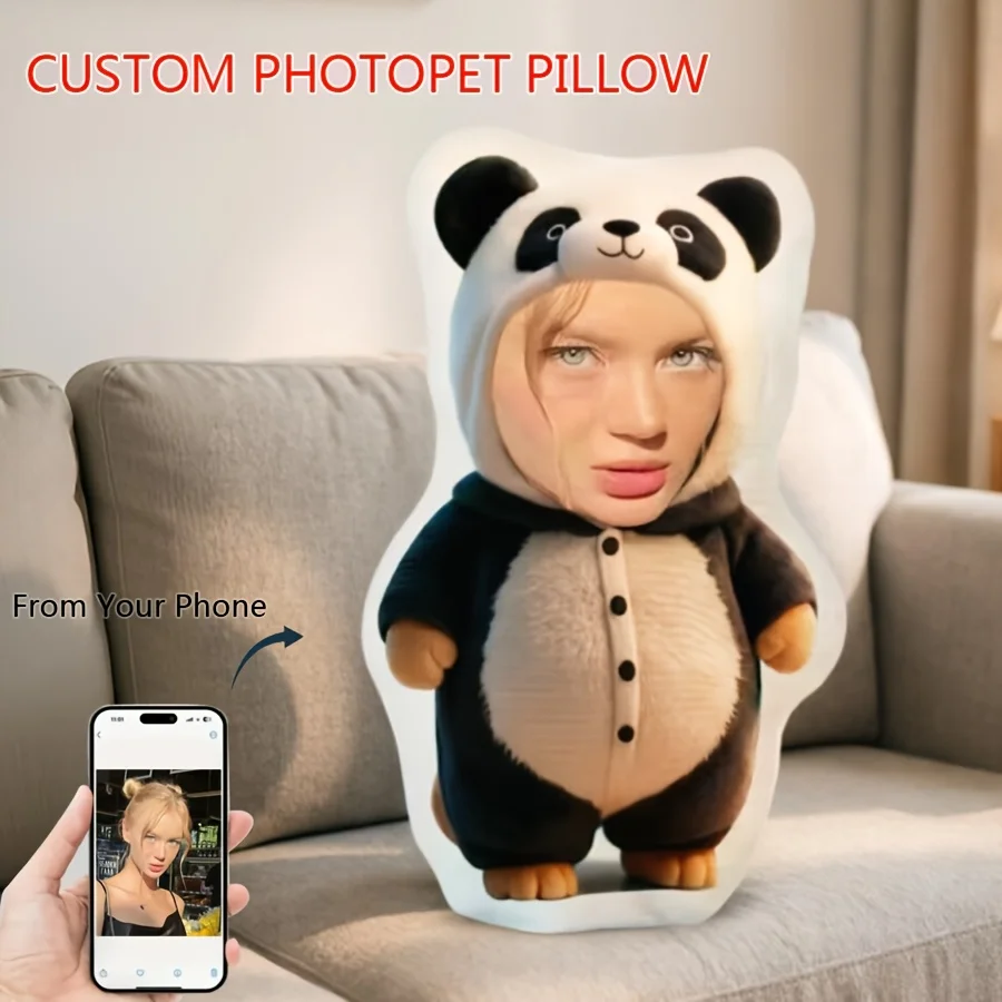 Personalized Pillow Creative Photo Pillow Customization, Doll Face Pillow, Festival, Anniversary, Home Decoration