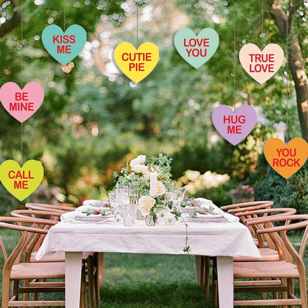 

8PCS Heart-shaped Card Hanging Ornaments Party Supplies For Wedding Anniversary Valentines Day Party DIY Decorations