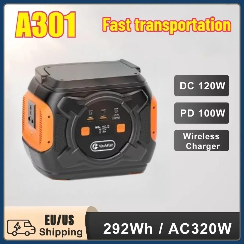 

320W 292WH Emergency Solar Generator Battery Pack Charger Power Bank Supply US/EU Warehouse A301 Portable Solar Power Station