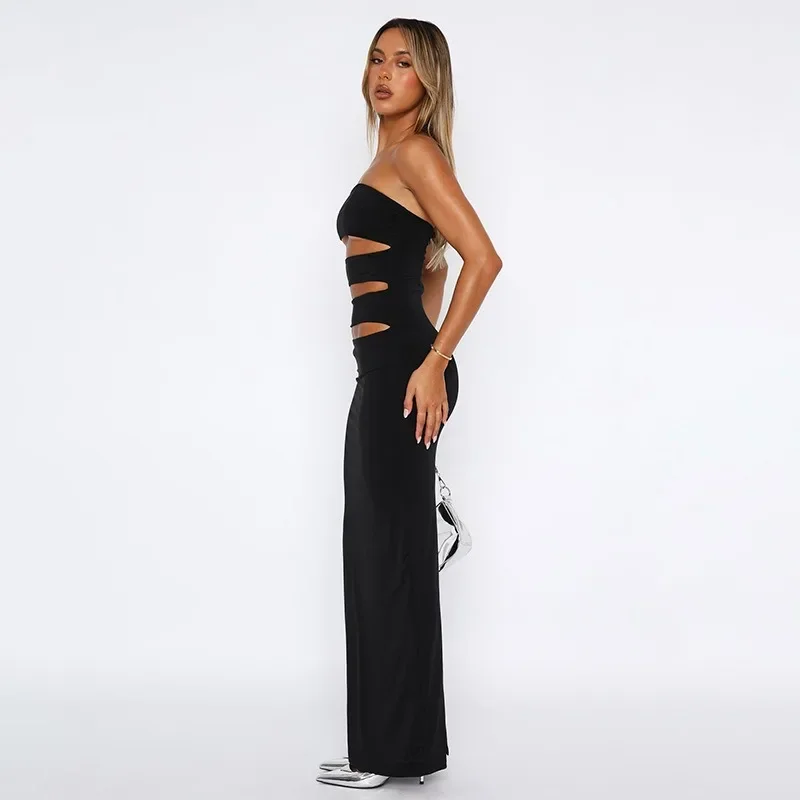 European American Style Women Dresses Sexy New Strapless Navel Exposed Hollowed Out Long Skirt Buttocks Wrapped Pullover Dress