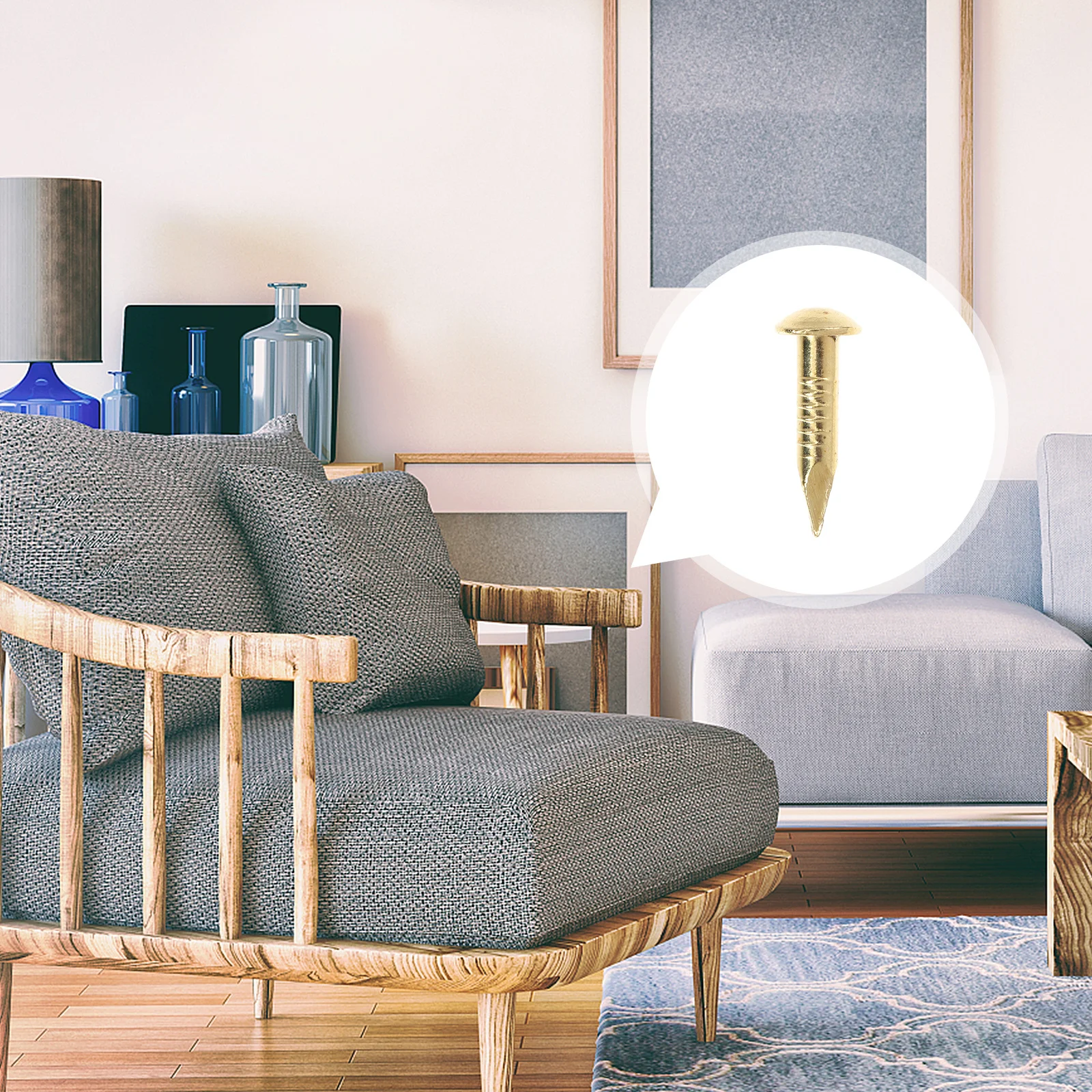 

285Pcs Round Head Copper Nails Pure Brass Hard High Strength for Furniture Hinge Carpentry Decoration Fastening Crafts