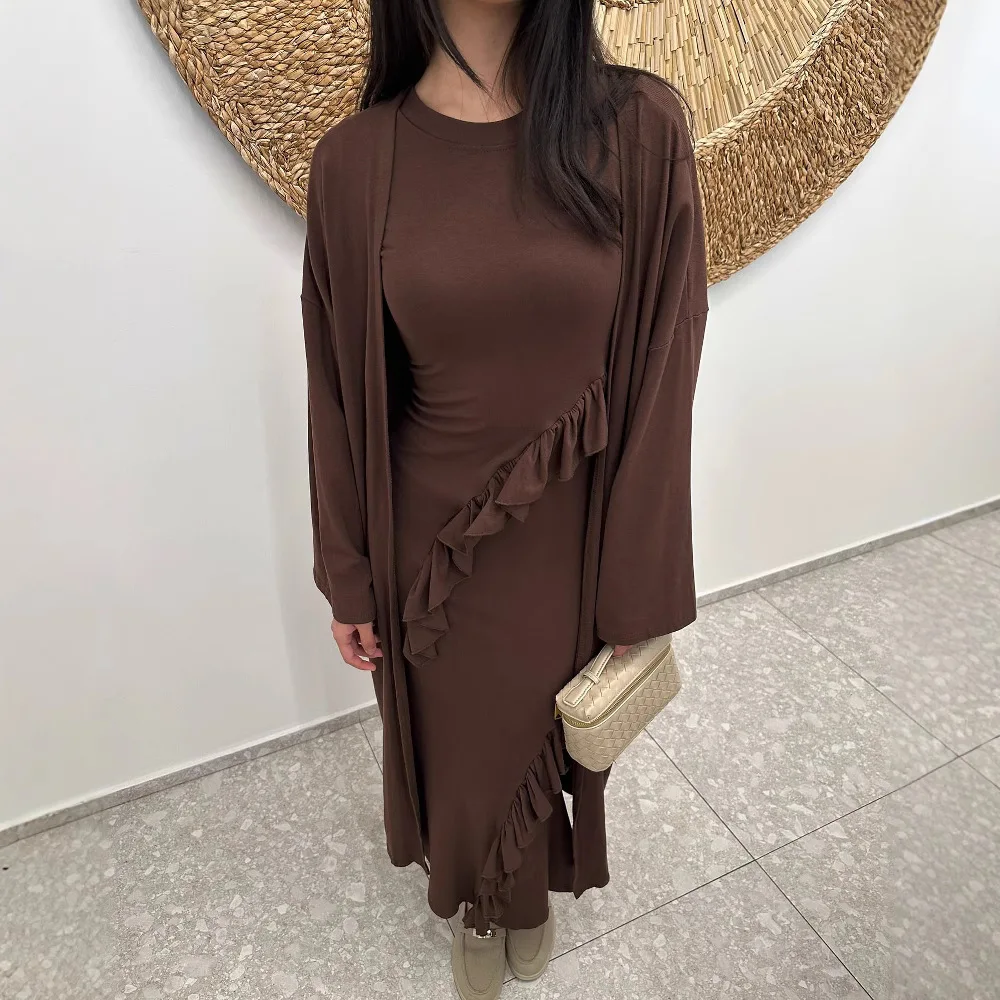 Nouveauté mode élégante manches évasées robe longue avec volants femmes Style français cour robe douce dame robes de bal