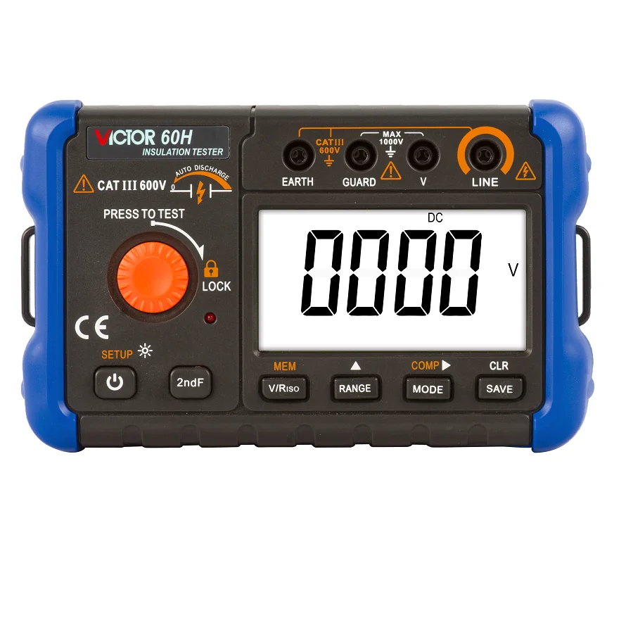 Ruoshui 60h شاشة الكريستال السائل اختبار العزل الرقمي 1000 فولت مع تسجيل البيانات Megohmmeter