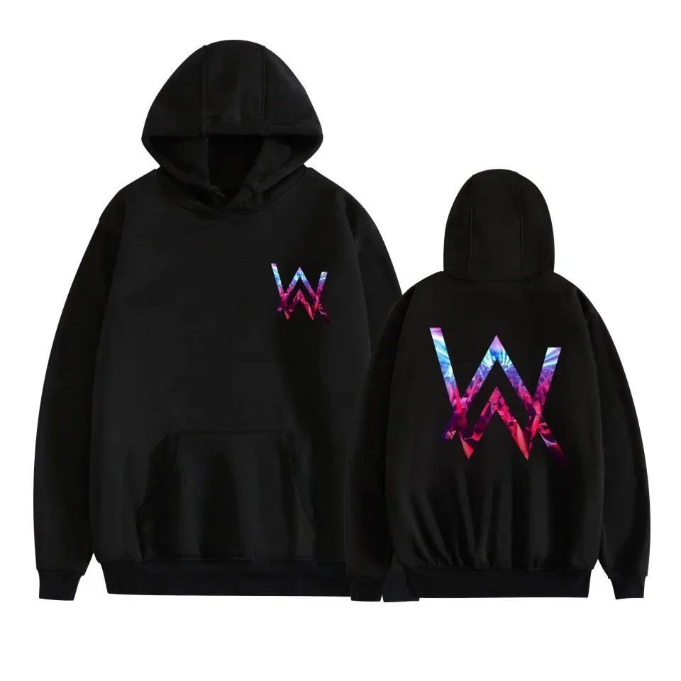 سترة بغطاء للرأس من Alan Walker DJ Style كاجوال فضفاضة تناسب للجنسين، سترة بغطاء للرأس منقوشة للرجال والنساء