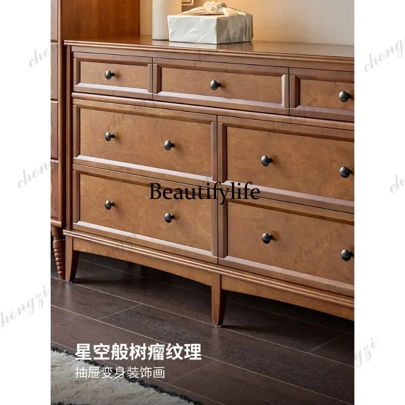 American retro solid wood seven-chest cabinet bedroom bedside living room dining side cabinet m138