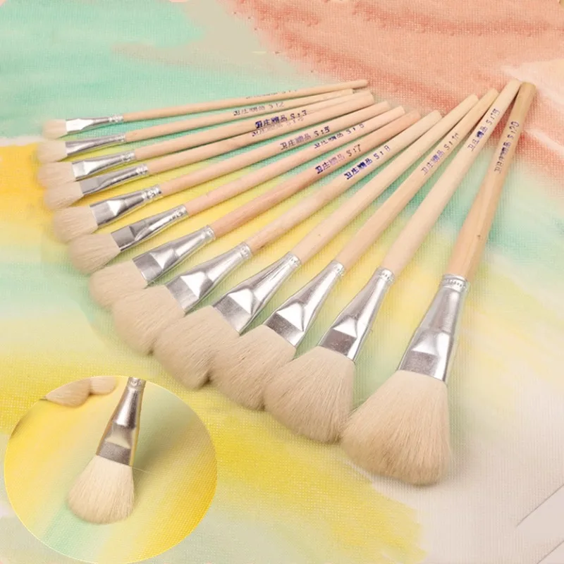 11pcs Color Painting High-quality Soft Wool Brush Art Painting Supplies Watercolor Acrylic Paint Brush Gypsum Coloring Tools