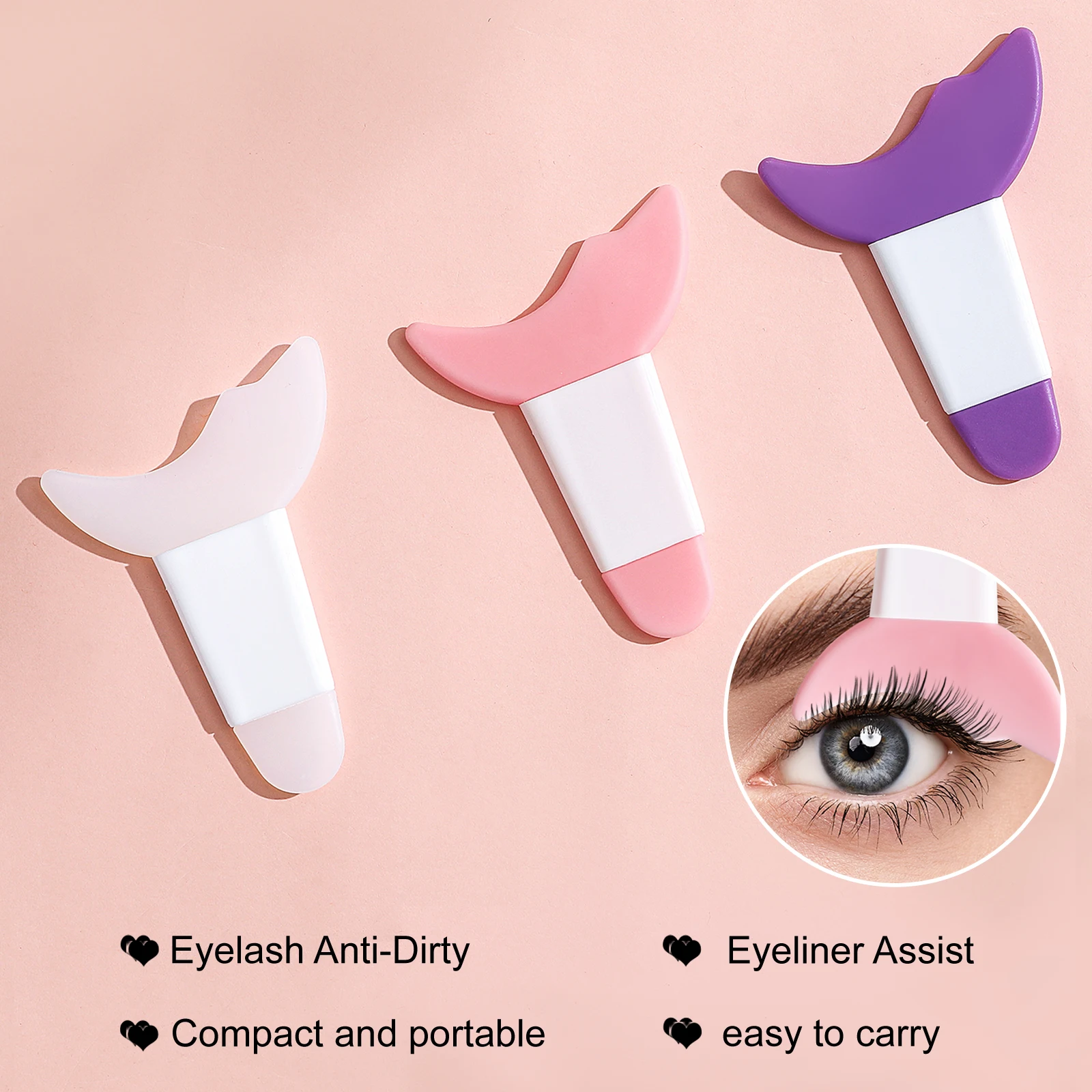 Applicateur de Mascara en Silicone, Outil de Protection Multifonction, Tampons de Fard à Paupières, Réutilisable, Guide des Cils, 1 Pièce