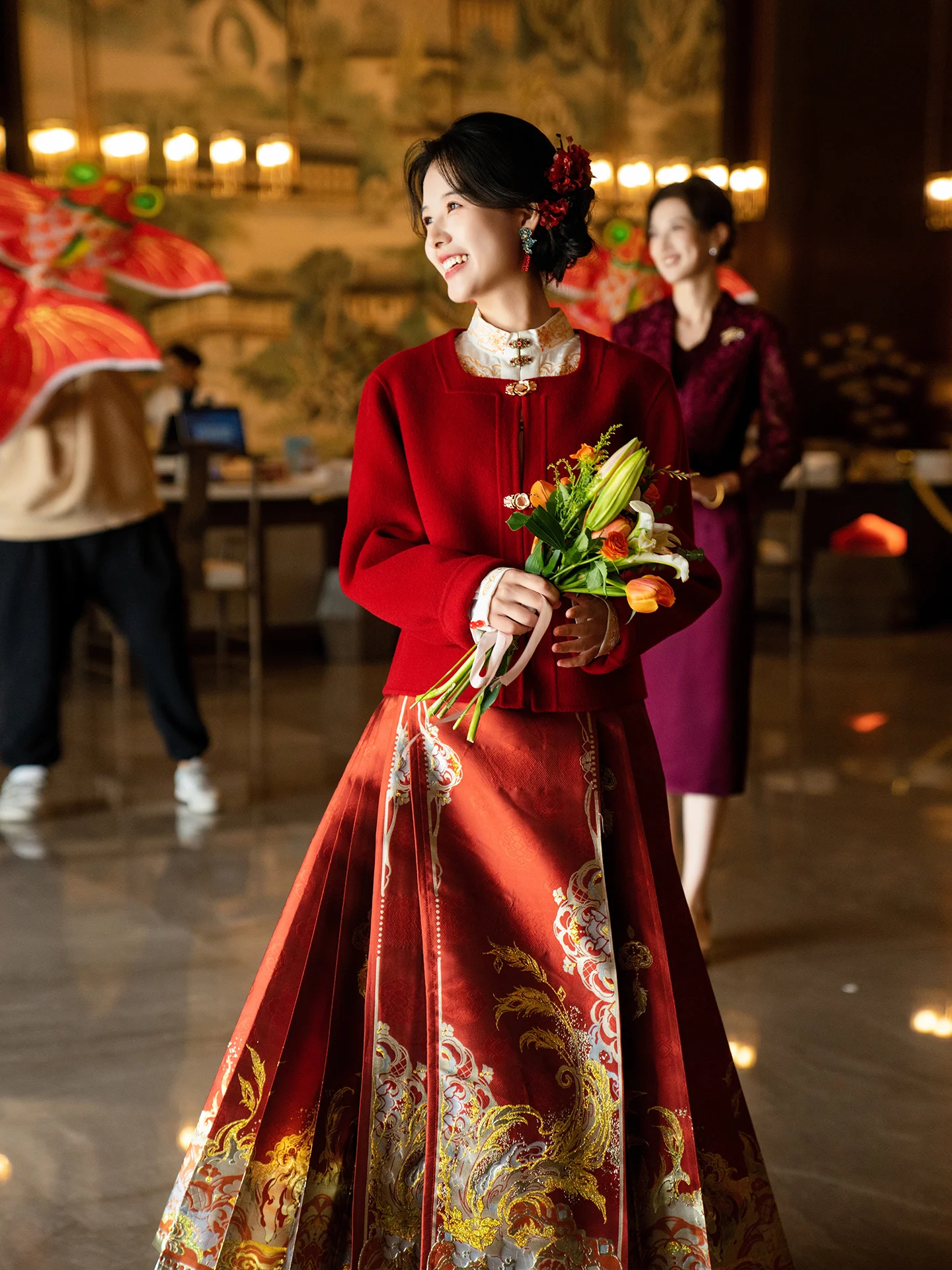 

Красное свадебное пальто для женщин, шерстяное пальто принцессы, милое длинное свековое пальто на одной пуговице, чистый цвет