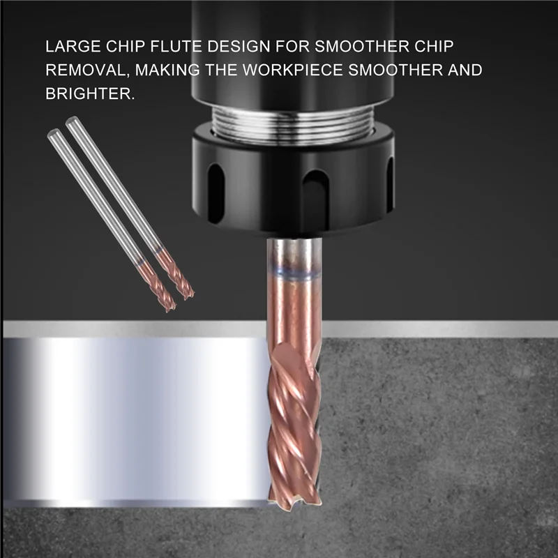 ABHU 5PCS 3Mm Vollhartmetall-schaftfräser Schaftfräser D3X8XD4X50L 4 Flöte Seite Fräsen Schlitzen Profiling Planfräser Standardlänge