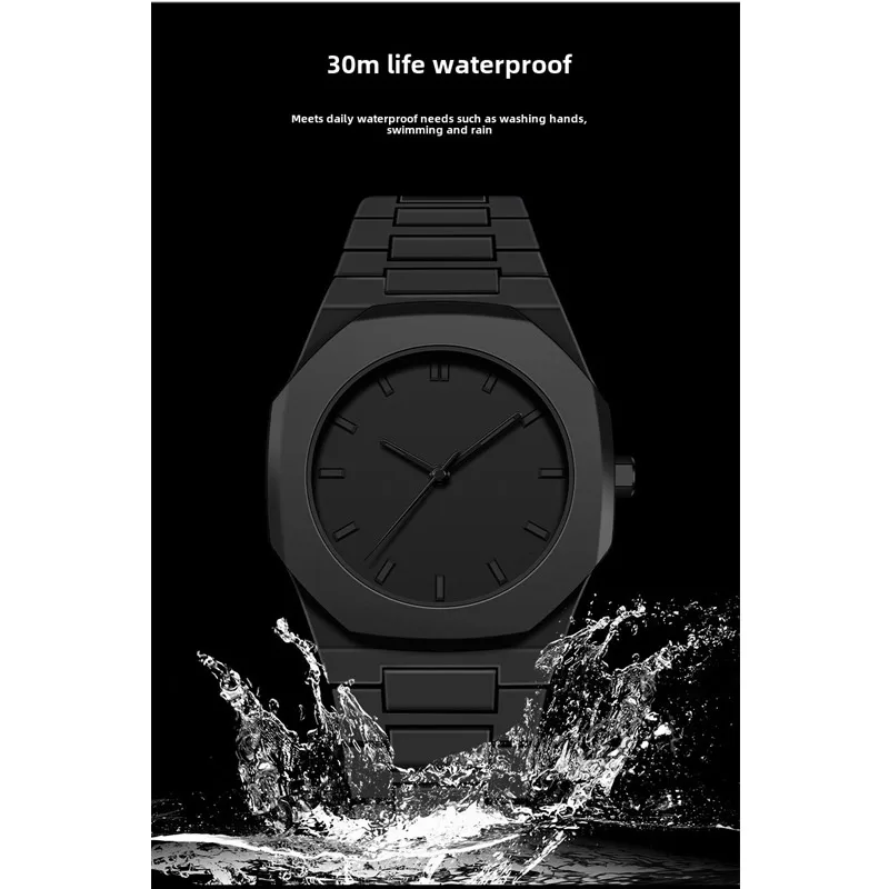 Hot DIY Plastic Strap Waterproof Quartz Men\'s Watch Style Fashion Brand Lightweight Black Large Dial Sports Watch Clock for Men