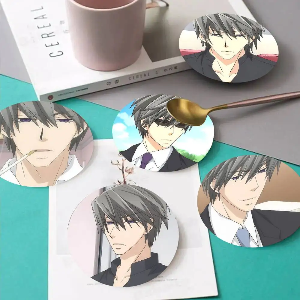 1pc Akihiko Usami Anime Characters Wooden Coaster Colour Printing Cup Mat Home Desk Decoration Gifts