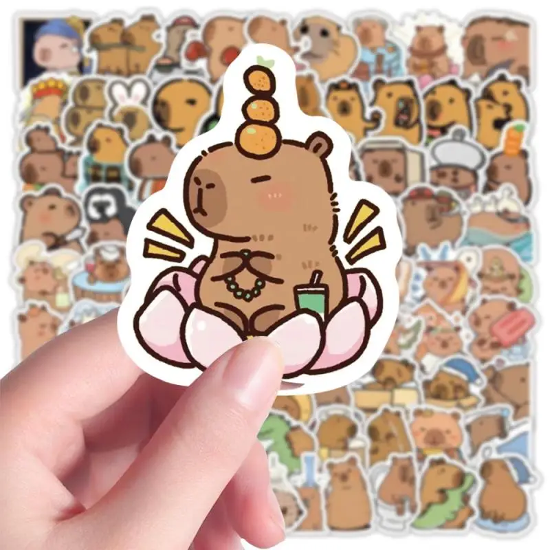 100pcs/set Cartoon Capybara Sticker Fun DIY Kid Toy Gift Decorative Decal Junk Journal Laptop Phone Luggage Bottle Waterproof