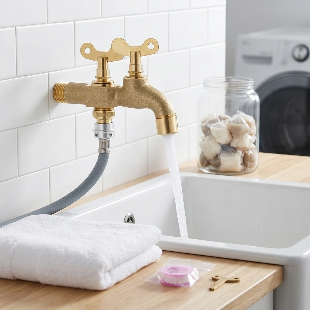 Water Faucet Solid Brass Frost Free Lockable Bib Tap for Garden Irrigation Washing Machine Car Wash Durable Heavy Duty