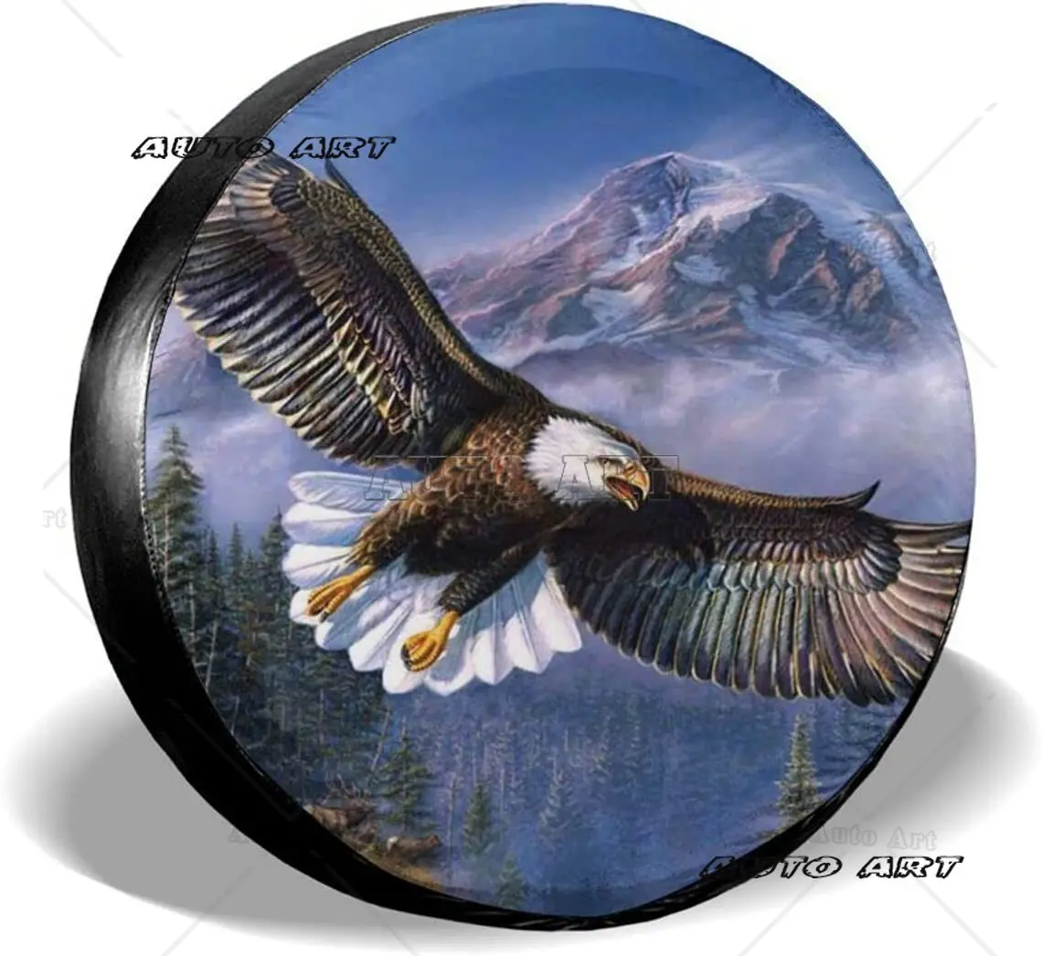 Beautiful Eagle in Flight Spare tire Covers Potable Universal Wheel Covers Powerful Sun-Proof Waterproof Tire Cover for SUV Trai