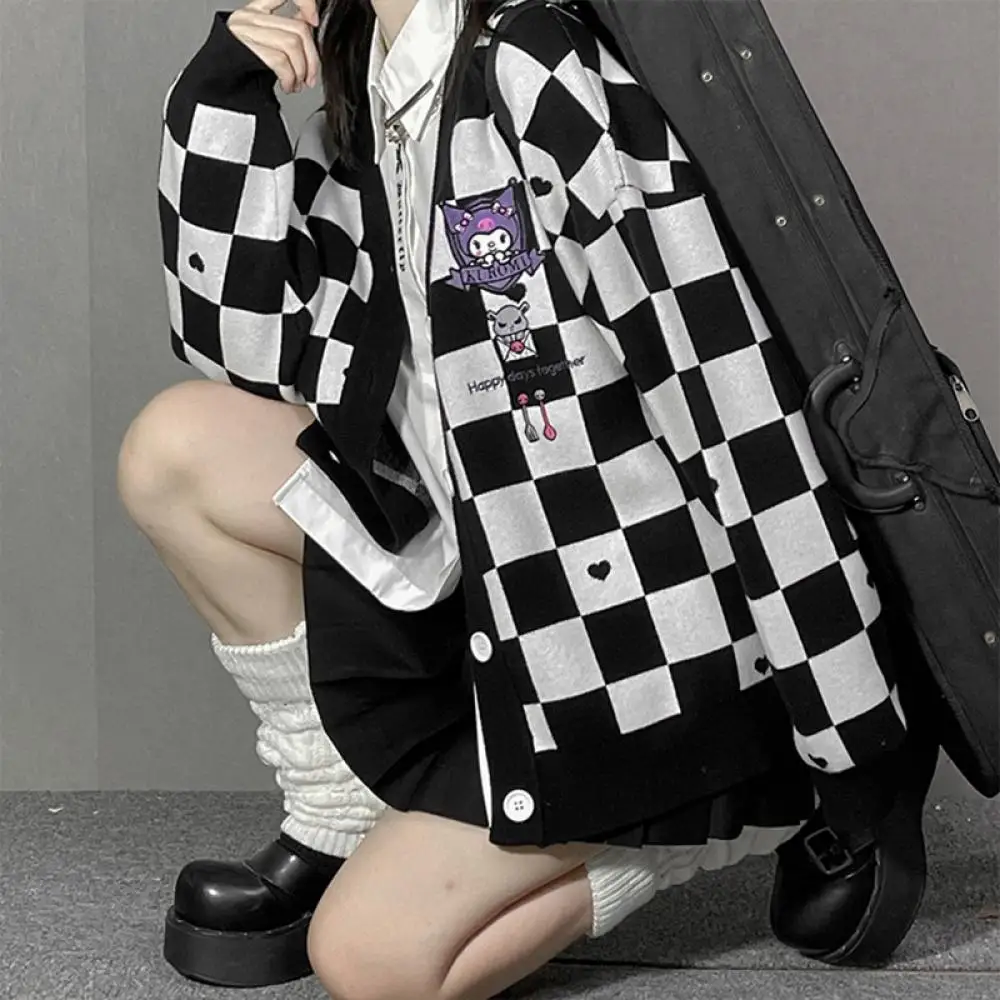 Sanrioed بلدي ميلودي Jk سترة سترة Kuromi أنيمي Kawaii سينامورول ربيع الخريف متماسكة معطف Preppy فضفاض الحلو التطريز #6