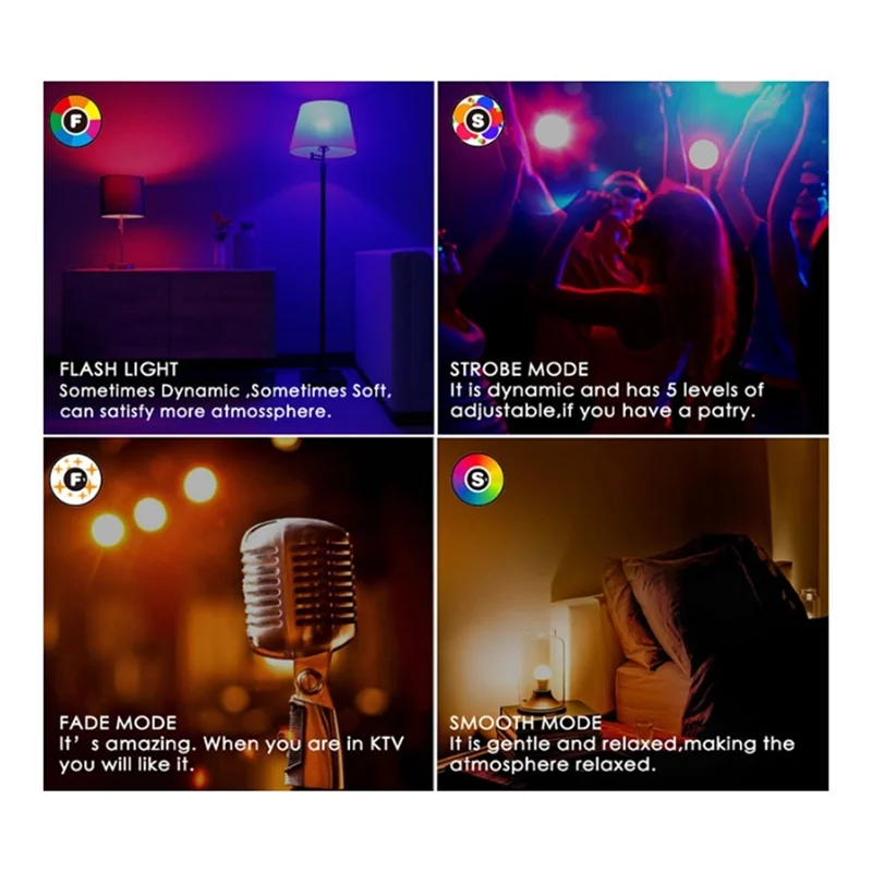 

ABRB-4Pcs Gu10 Bulbs And 1Remote Control With Memory Function 17Colors Changeable Spot Ligh 4Dynamic Lighting Modes Spotlight