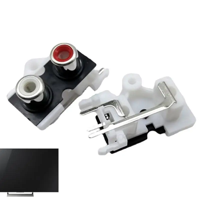 3-Pin Female Socket Audio Video Jack Vertical 3-Pin Connector Stable Transmission White Two-Hole Socket Multifunctional For