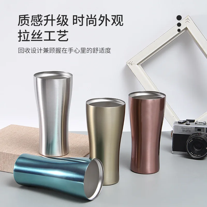 

304 Stainless Steel Beer Cup Insulation Cold Water Retention Juice Slimming Waist Slimming Cups Beverage Bar Kitchen Mugs Coffee