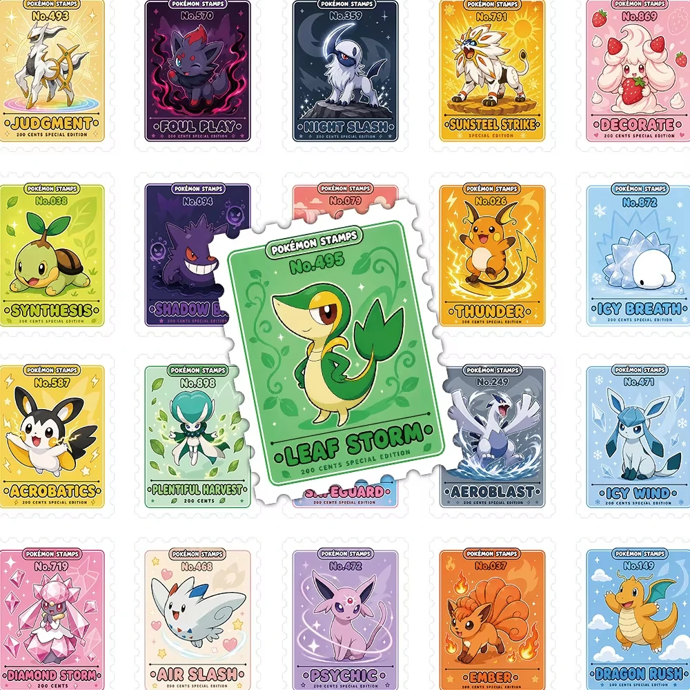 60 Stück Neue Pokémon-Stempel Anime-Graffiti-Aufkleber Modische DIY-Spielzeuge für Telefon, Flasche, Reisetasche Ästhetische Aufkleber Kreative Geschenke