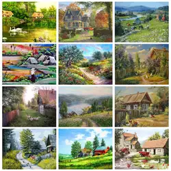 GATYZTORY Painting By Numbers Frame Picture Paint Rural Landscape Handmade On Canvas Countryside Gift For Adult Acrylic Paints K