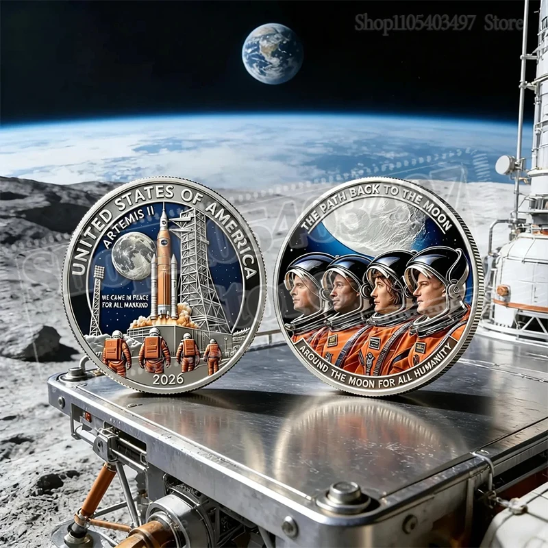 2026 Artemis II Launch Commemorative Coin America Moon Mission Collectible The Path Back To The Moon Space Exploration Souvenir