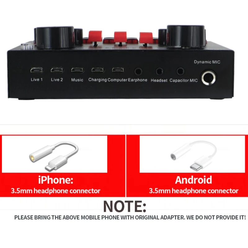 Audio Mixer Universal Webcast Live Sound Card External Usb V8s Mobile Phone Microphone For Mobile Computer Audio Interface Clear