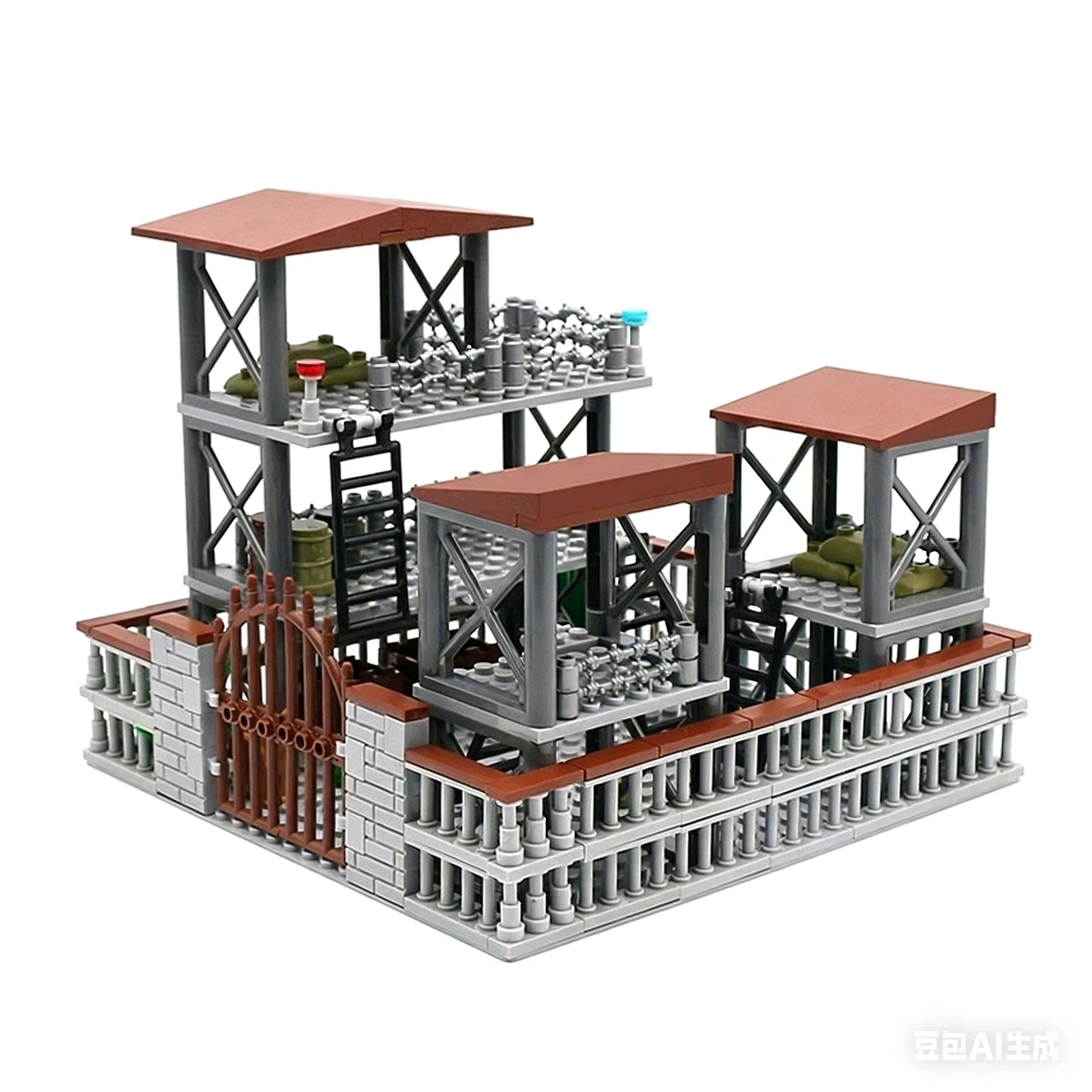 Military Outpost Building Block Set Creative Build Watchtowers Guard Station Bricks Model For Boys Children