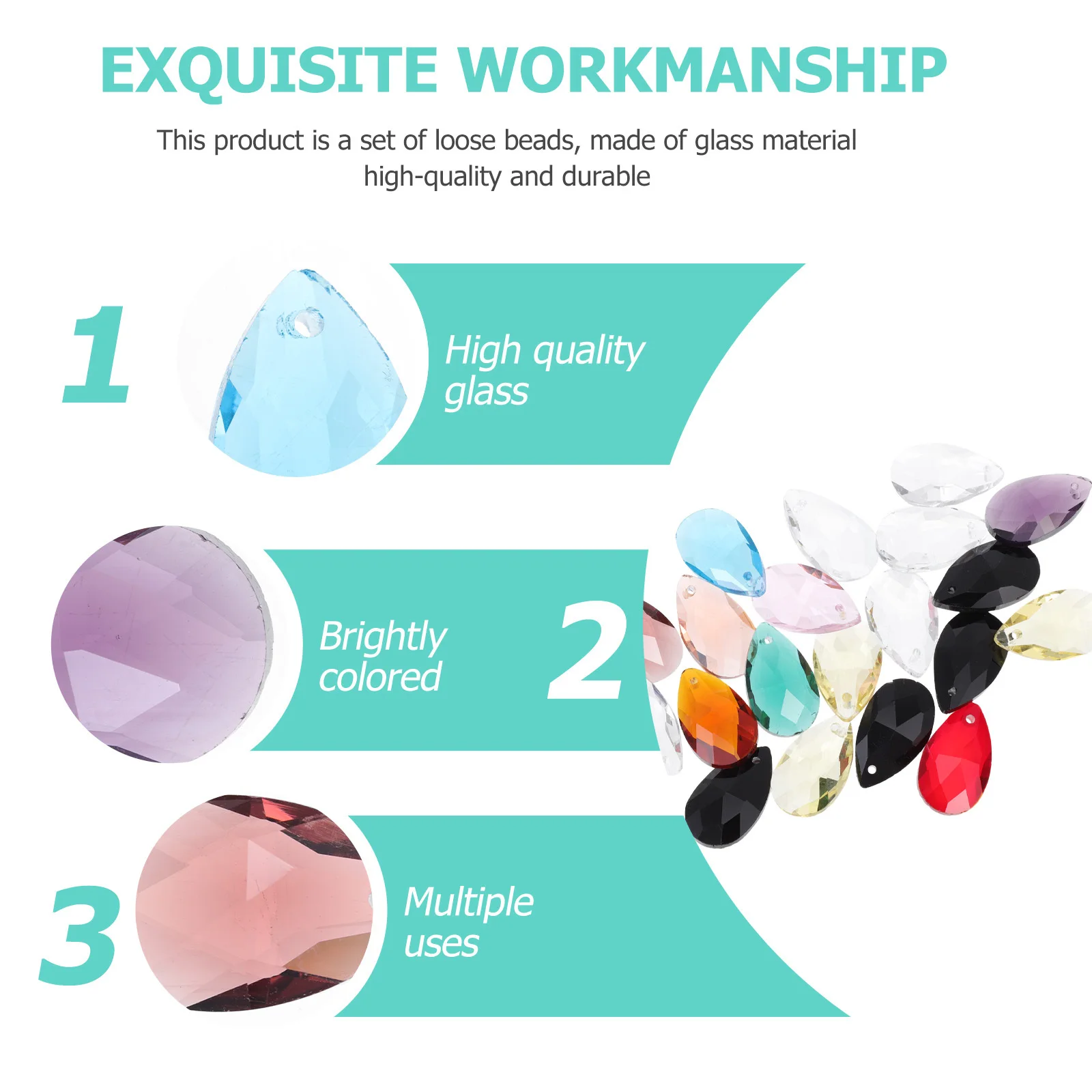

20Pcs Water Drop Glass Beads Colorful DIY Loose Beads Kit for Jewelry Making Bracelet Necklace Accessories Bead DIY