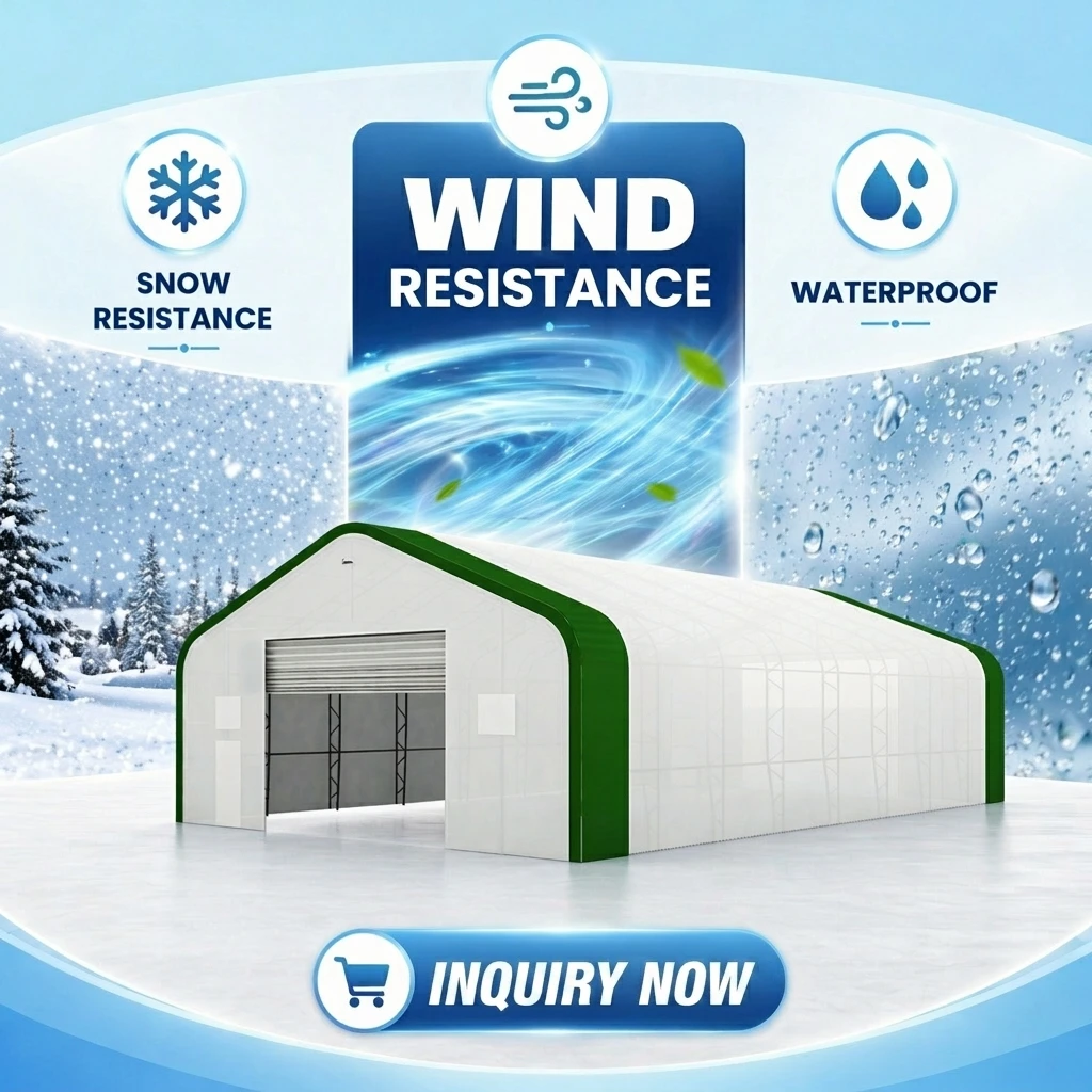 33ft Large Storage Shelter for Agricultural Equipment Machinery Garage Windproof Poly Tunnel Greenhouse PE Cover Garden Shed