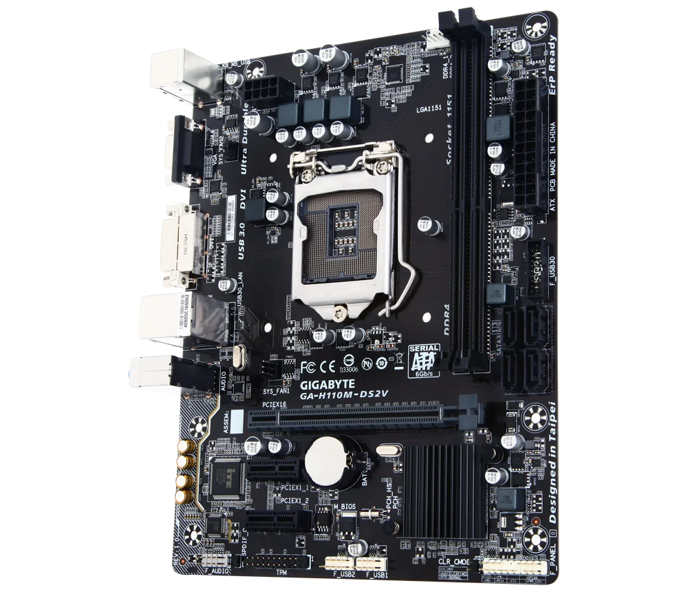 Imagem -03 - Placa-mãe H110m-ds2v Soquete Lga 1151 Ddr4 Usb 3.0 Sata3 Pci-e3.0 Novo Gigabyte-ga-h110m-ds2v
