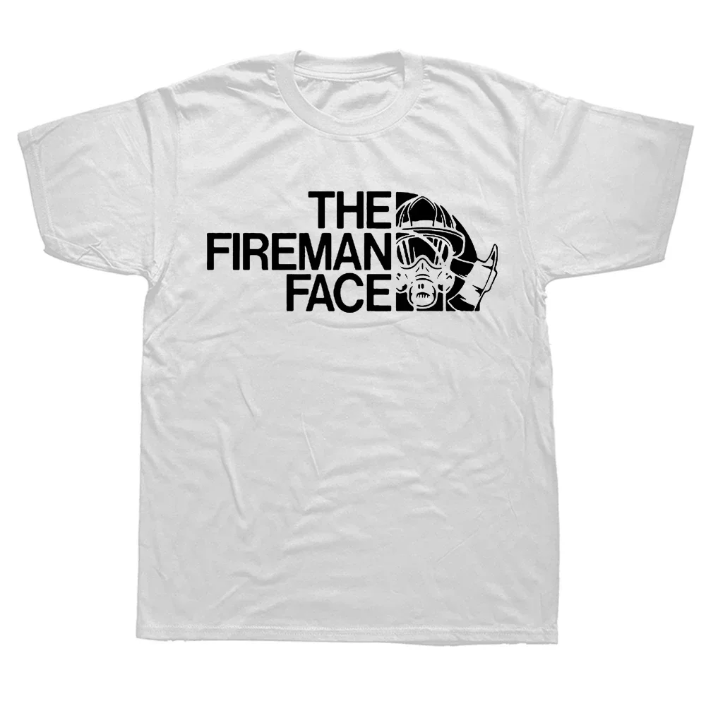 2026 New Unisex Short Sleeve T‑Shirt Fireman Helmet Axe The Fireman Face Graphic Print Crew Neck Daily Streetwear Tops