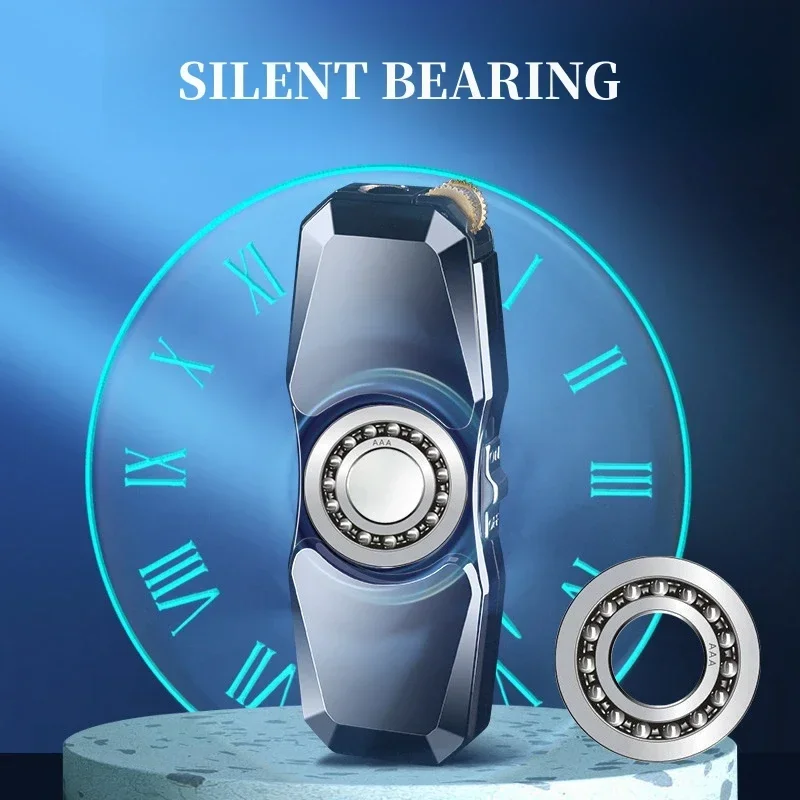 Cool Metal Fingertip Rotating Windproof Lighter, Blue Flame Torch, Grinding Wheel Lighter, Direct Smoking Accessories