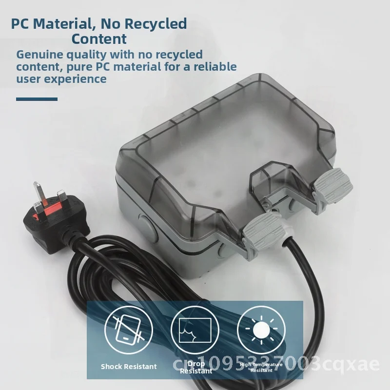 

Outdoor Waterproof Socket with Wire European Wiring Rainproof Charging Plug Strip IP66 British German Standard Wall & Ground