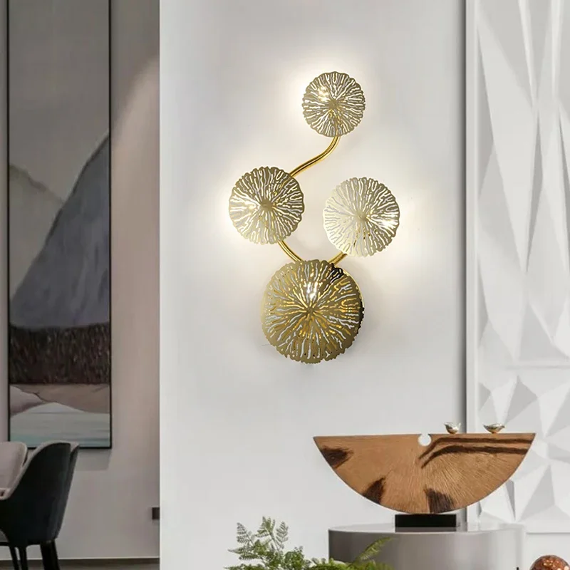 

FKL Modern Wall Lights Lotus Leaf Wall Lamps Decoration Creative Living room Background Wall Lamp Bedroom Indoor Light fixtures