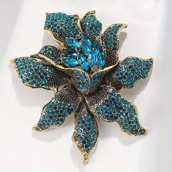 Vintage Orchid Rhinestone Brooch Women High-end Luxury Jewelry Niche Design Exquisite Corsage Accessories Lady Party Banquet Pin