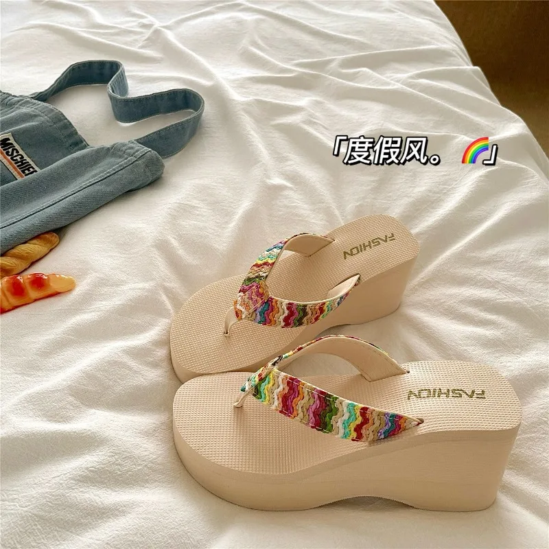 Women's Sandals Fashion Luxury Summer Comfortable Non slip Outdoor Breathable Thick Bottom Height Raising Beach Slippers