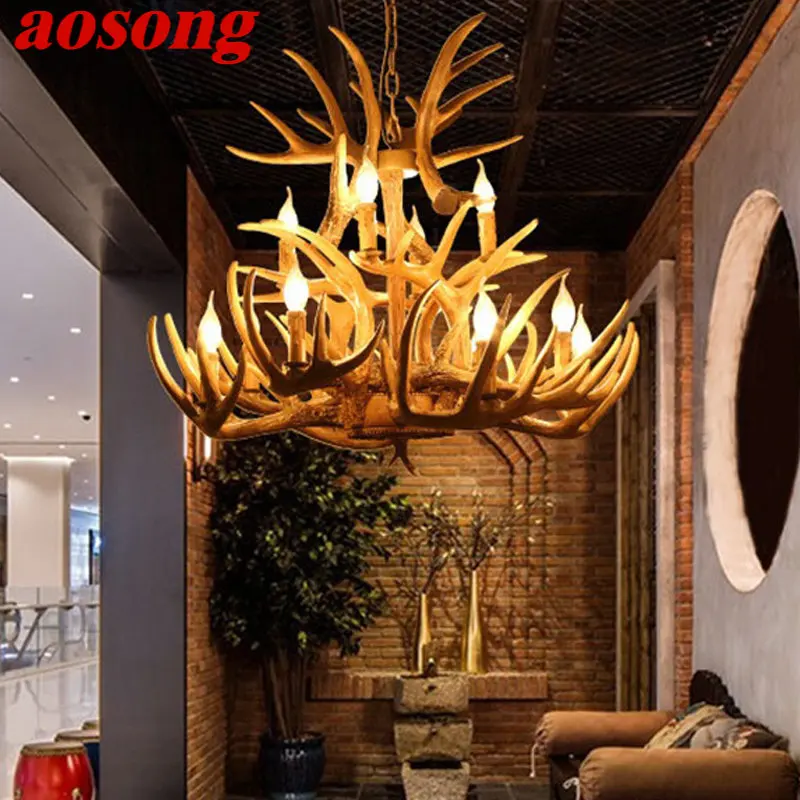 

AOSONG Contemporary Antler Ceiling Chandeliers Creative Design Lamp Pendant Light Fixtures for Home Dining Room Decor